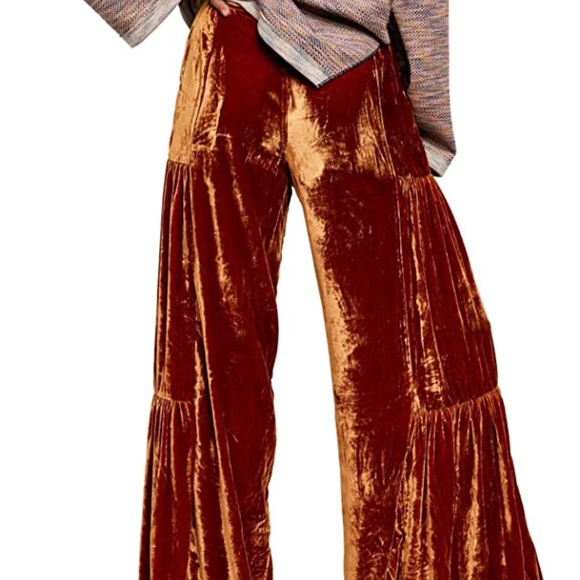 NEW Free People Women's Say La Vie Palazzo Wide Leg Pants BROWN Size 4 NWT - Picture 3 of 7